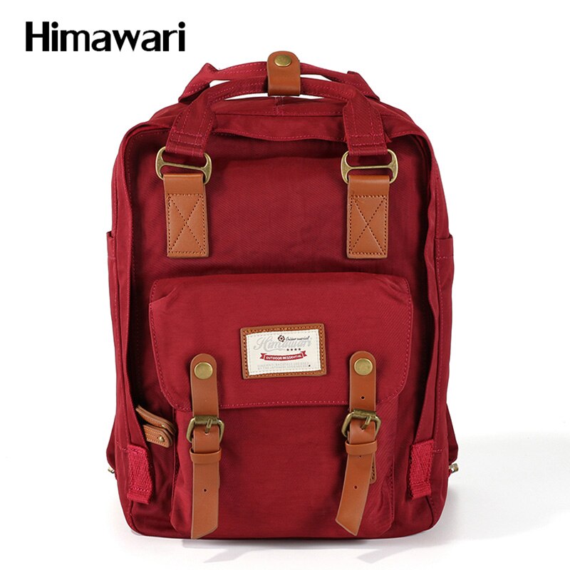 Himawari-Mochila de nailon impermeable para mujer, morral escolar de gran capacidad, bolso de viaje para ordenador portátil, no1: NO 27-Wine Red