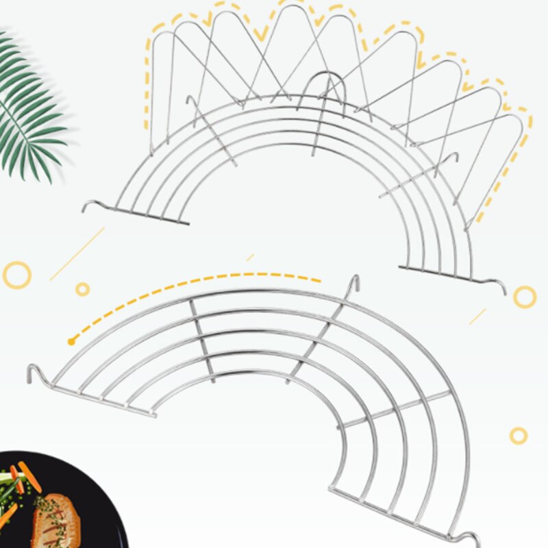 Multi-Function Frying Oil Filter Rack Stainless Steel Semicircle Steaming Drain Oil Holder Kitchen Cooking Foldable Gadgets