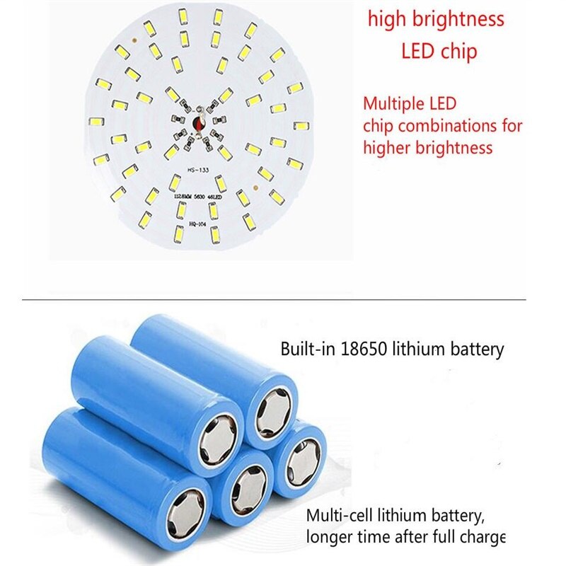Remote control USB charging 18650 lithium battery LED emergency light wireless camping light tent chandelier barbecue light