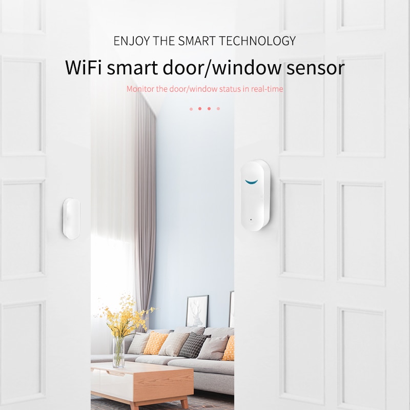 Tuya Smart Wifi Deur Raam Sensor Alarm Compatibel Met Alexa En Google Home Draadloze Bediening Door App Voor Home Security