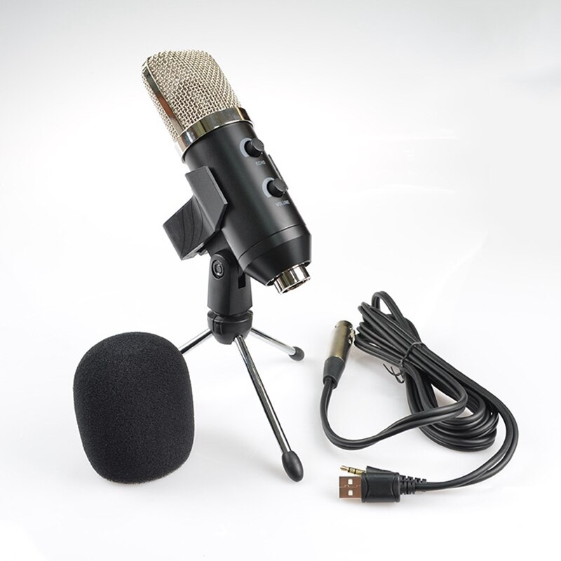 USB Studio Condenser Microphone Large Diaphragm Singing Microphone for Living PC KTV Meeting Recording