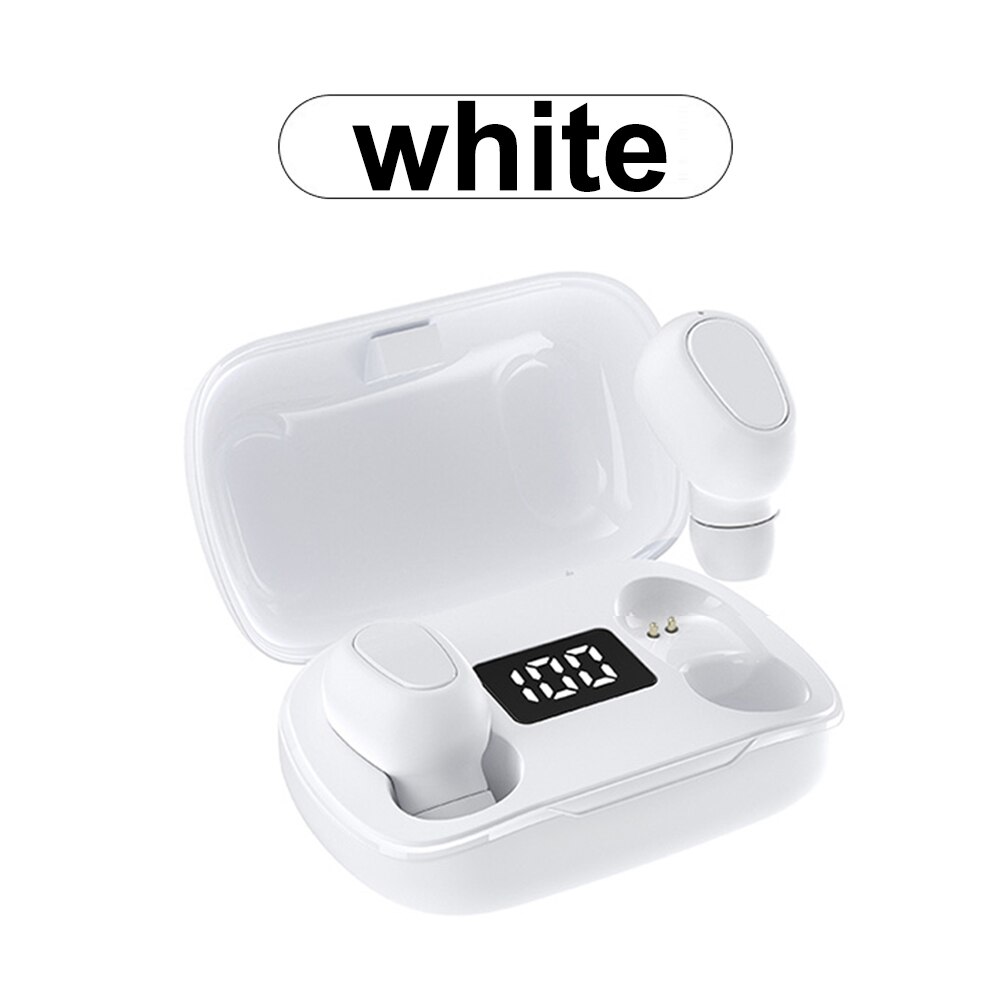 Tws bluetooth-oordopjes, draadloos, sport, hardlopen, hifi, stereo, bluetooth 5.0- koptelefoon, touch control, draadloze oordopjes voor iphone: Wit