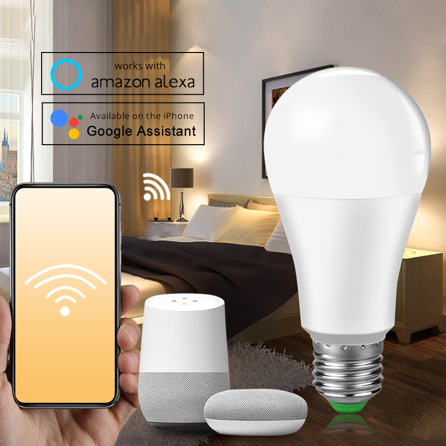 E27 B22 Wifi Clever LED-lampe 15W Intellegent Warnen Beleuchtung Dimmbare LED Lampe App Steuer Arbeit mit Alexa Google assistent
