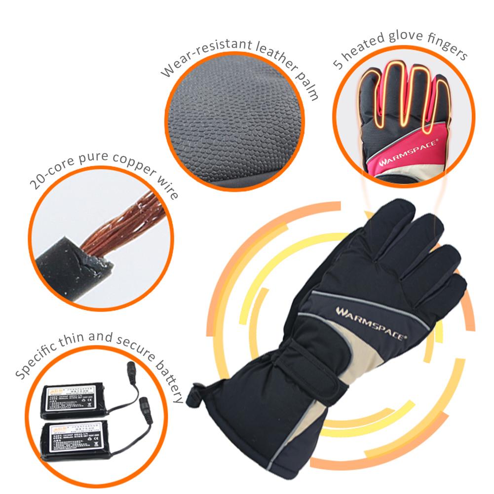 Winter Skiën Verwarmde Handschoenen Hand Warm Batterij Aangedreven Thermische Skiën Verwarming Handschoenen Waterdichte Verwarmde Handschoenen Voor Motorcycle Ski