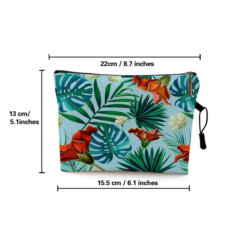 Borsa da toilette da viaggio per donna organizza foglie di piante verdi tropicali stampa borsa cosmetica borsa da trucco portatile per signora borsa per lavaggio