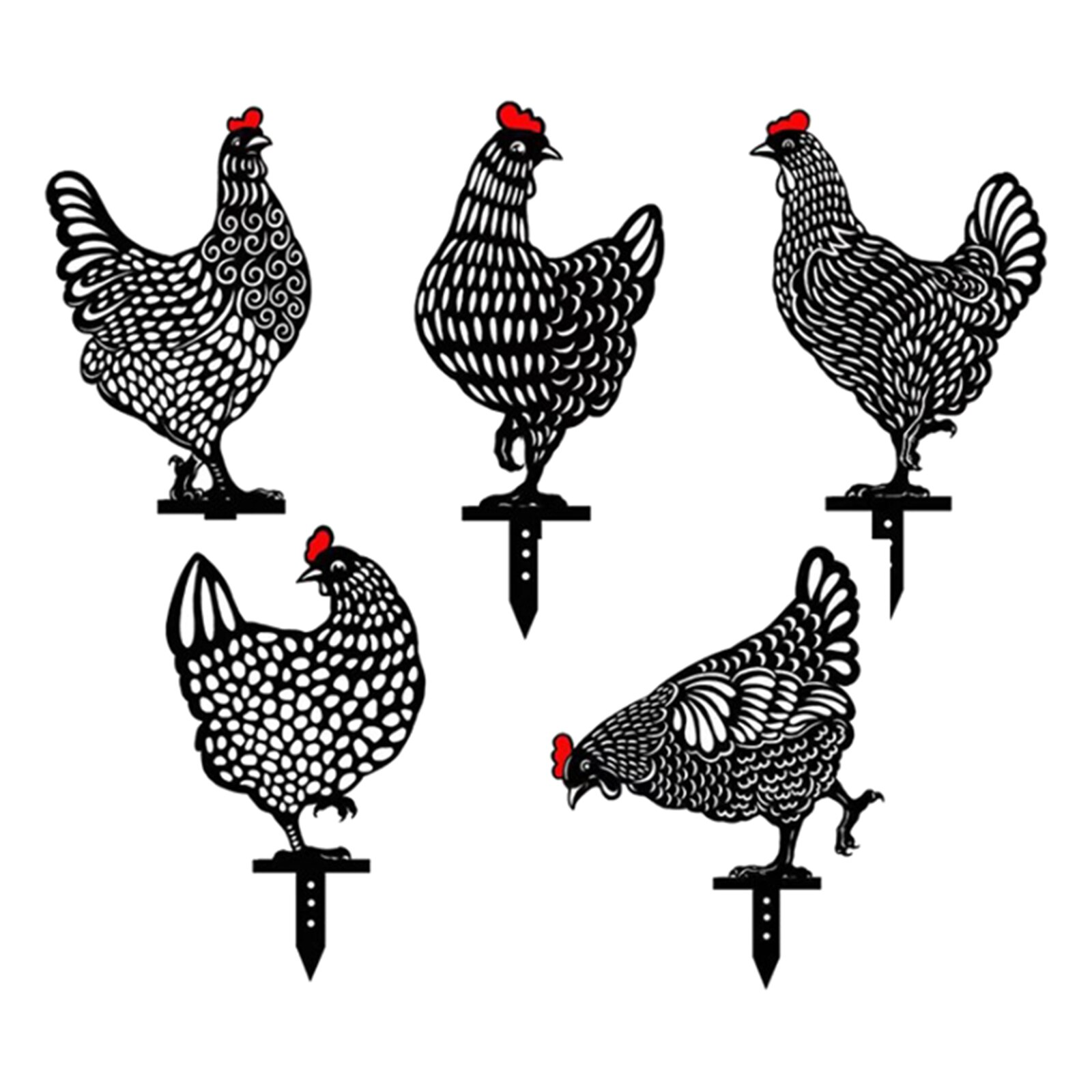 Decoración acrílica de gallo y gallina, decoración artística para césped y jardín, adorno de suelo, decoración hueca con forma de Animal para césped al aire libre