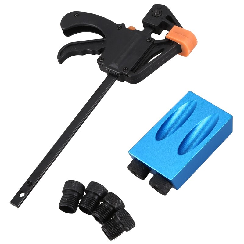 ! trebearbeiding lomme hull jigg sett 6/8/10mm vinkel bore guide sett hull puncher locator jigg bor bit sett for gjør-det-søm
