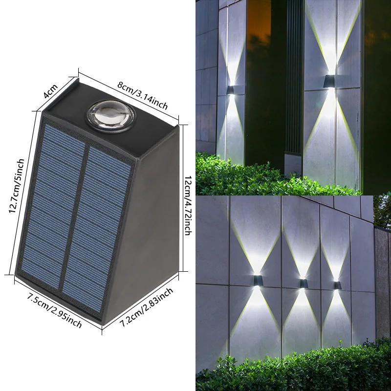 2 led solcelledrevne utendørslamper, vanntett atmosfærebelysning, dekorativ vegglampe for hage, veranda, balkong, gangvei, campingdeko