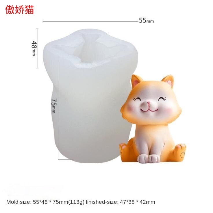 Forme di gatto 3D per candele stampi in silicone per artigianato stampo in resina 3d candela kit per candele fai-da-te stampi fatti a mano stampi in silicone: Mold-3