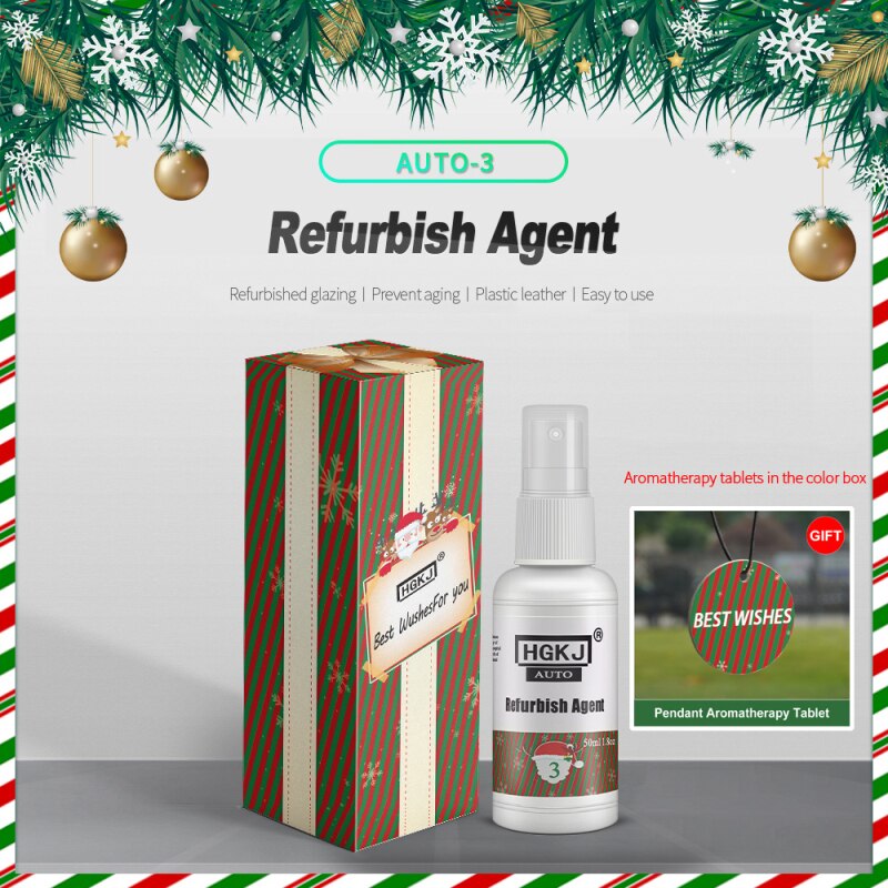 50ml HGKJ-AUTO-Xmas-3 pièce en plastique rechapage Agent voiture intérieur en cuir siège en plastique entretien nettoyant voiture soin du cuir TSLM1: 50ML gift box