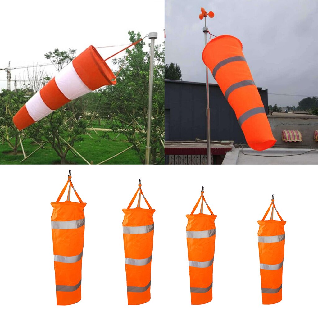 Airport Windsock Wind Cone 60,80,100,150cm Outside Wind Sock w/ Reflective Belts