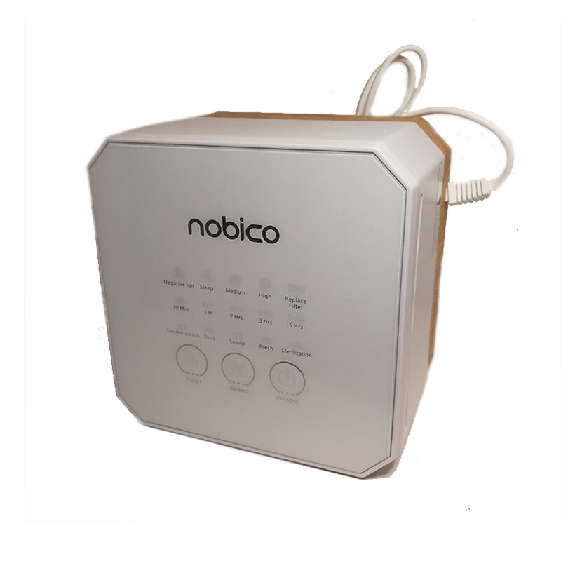 Nobico Mini Luftreiniger HEPA-Aktivkohle Filter Luft Ionisator 3 Modus Luft Reiniger Schreibtisch Negativ Ionen Generator Holzmaserung