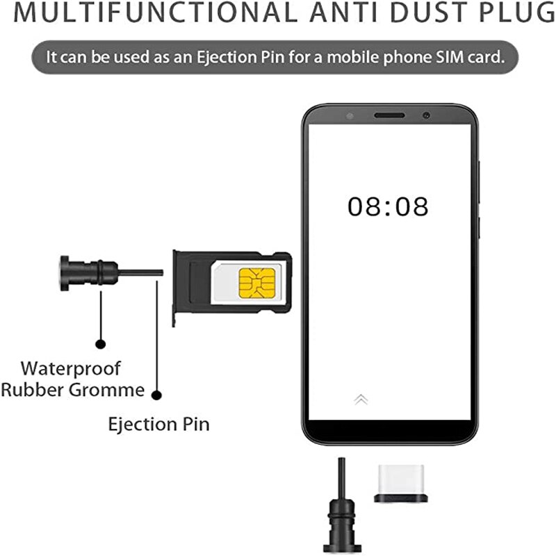 Universal usb c aluminium dammplugg set för samsung  s10 plus  s9 s8 note c laddningsportar och 3.5mm hörlursuttag antidammplugg