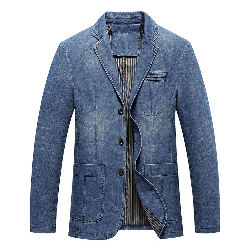 Autumn Denim Blazer Men Casual Denim Jacket Men Slim Fit Men&#39;s Blzers Jeans Jackets Asian Size 4XL: sky blue / Asian size M