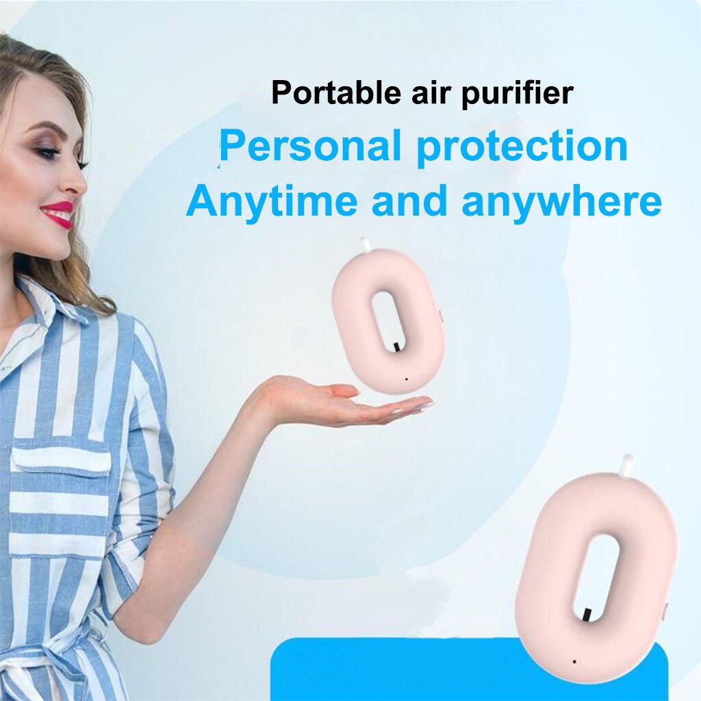 Personal Rechargeable Air Purifier Negative Ion Generator Purifies Air Eliminating Germs Dust Bacteria Allergens Mold Odors: Pink