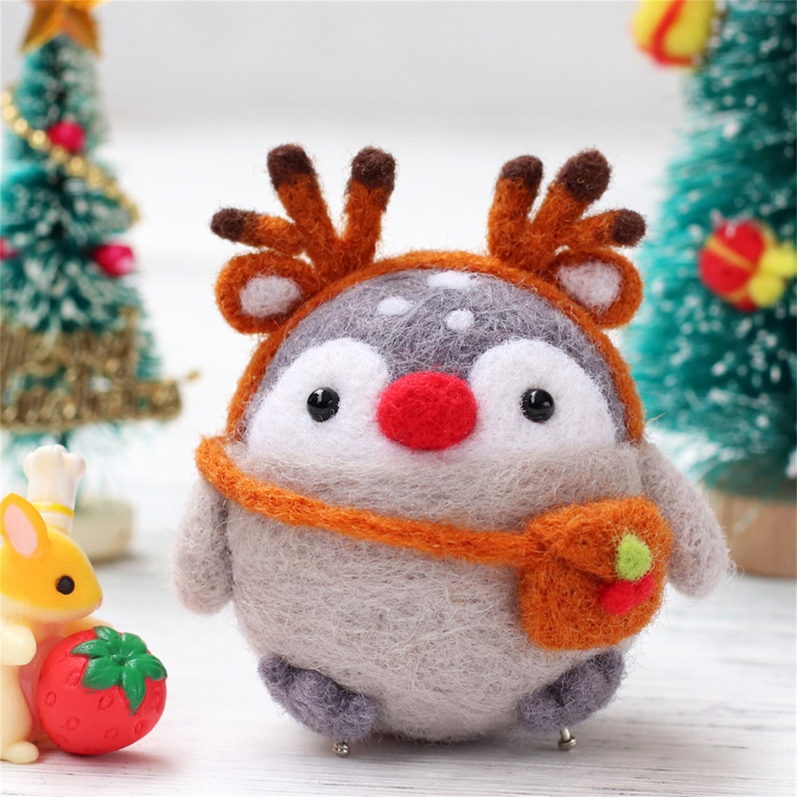 Kawaii Pinguin Handgemachte DIY Sack Wolle Filze Material Paket Nadel Filzen Bausatz Plüsch Spielzeug Erwachsene freundlicher Anfänger Hause Spaß Fieltro: F