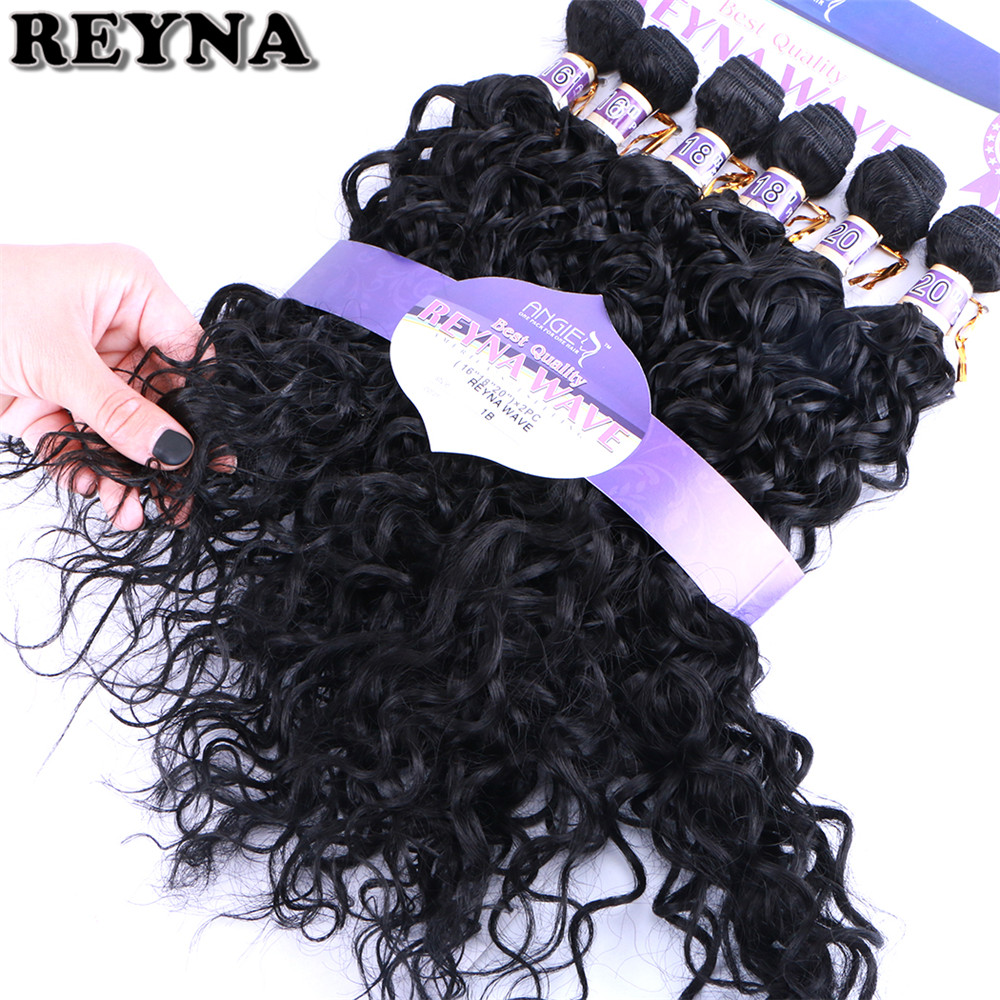 REYNA Water Wave synthetisch haar uitbreiding Hoge Temperatuur 6 stks/partij fiber haar bundels weave