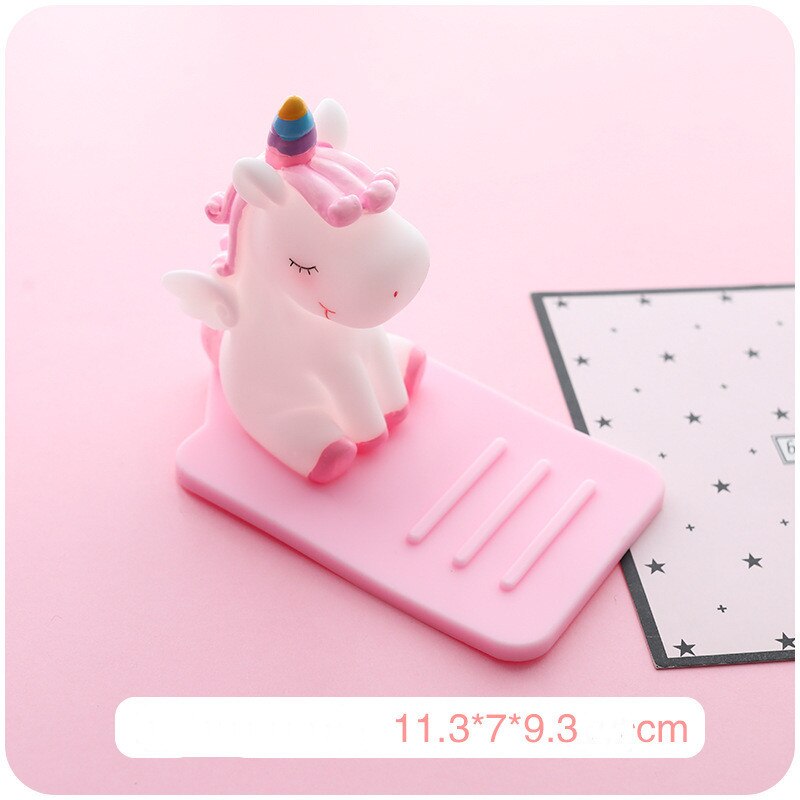Universal- Anti-Unterhose Telefon Halfter Nette Karikatur Einhorn praktisch Schreibtisch Halterung Stehen Tabletten für Alle Telefon: rosa