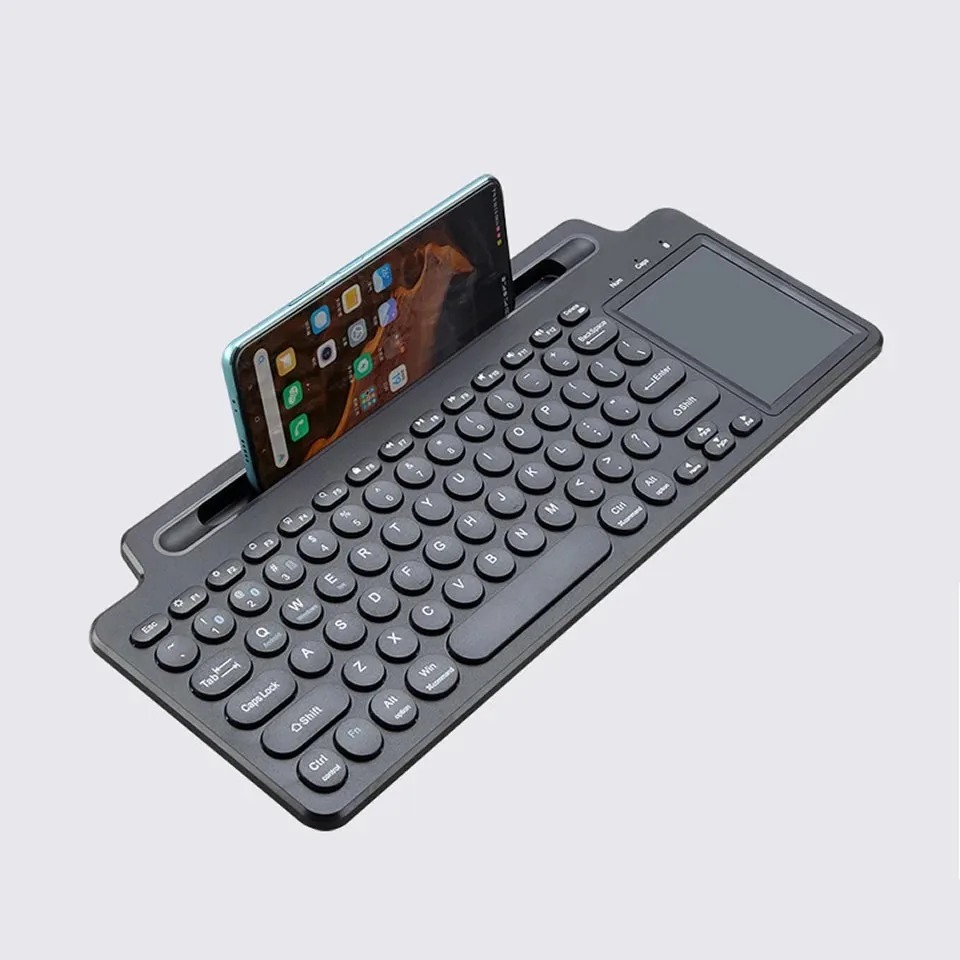 Teclado bluetooth 2.4g teclado sem fio com touchpad slot para cartão teclado para portátil tablet android ios ipad teclado de jogos: Dourado
