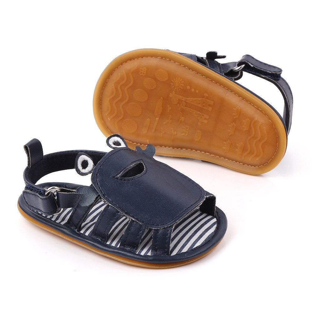 Sandales en cuir pour bébés garçons et filles, chaussures d'été à la , semelle en caoutchouc, adorables chaussures pour -nés, motif Animal de dessin animé