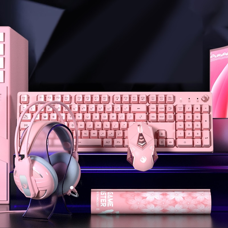 Wired Mechanical Keyboard Gaming Mouse Noise Reduction Headphones Round Mouse Pad Computer Laptop Accessories for Office Busines