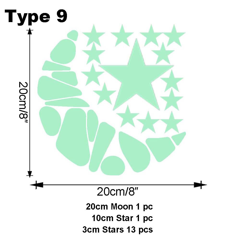 Bedroom Ceilling Luminous Stickers Glow In Dark Moon Universe 3D Fluorescent Bubble Sticker Stars Dots Kid Room Wall Art Decor: Type 9