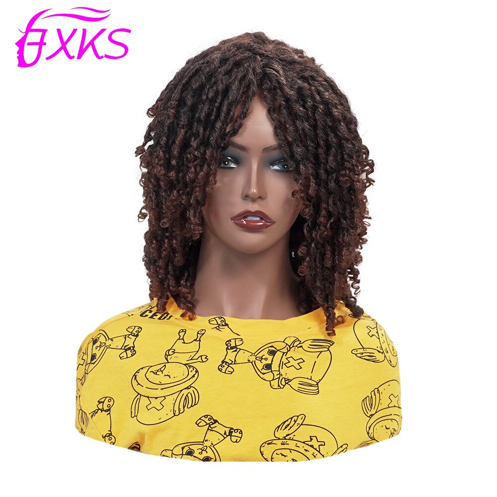 Dreadlock Gevlochten Twist Korte Pruiken Zwart Bruin Ombre 30 Kleur Synthetisch Haar Faux Locs Pruiken Afro Krullend Synthetische Pruik 6inchesfxks