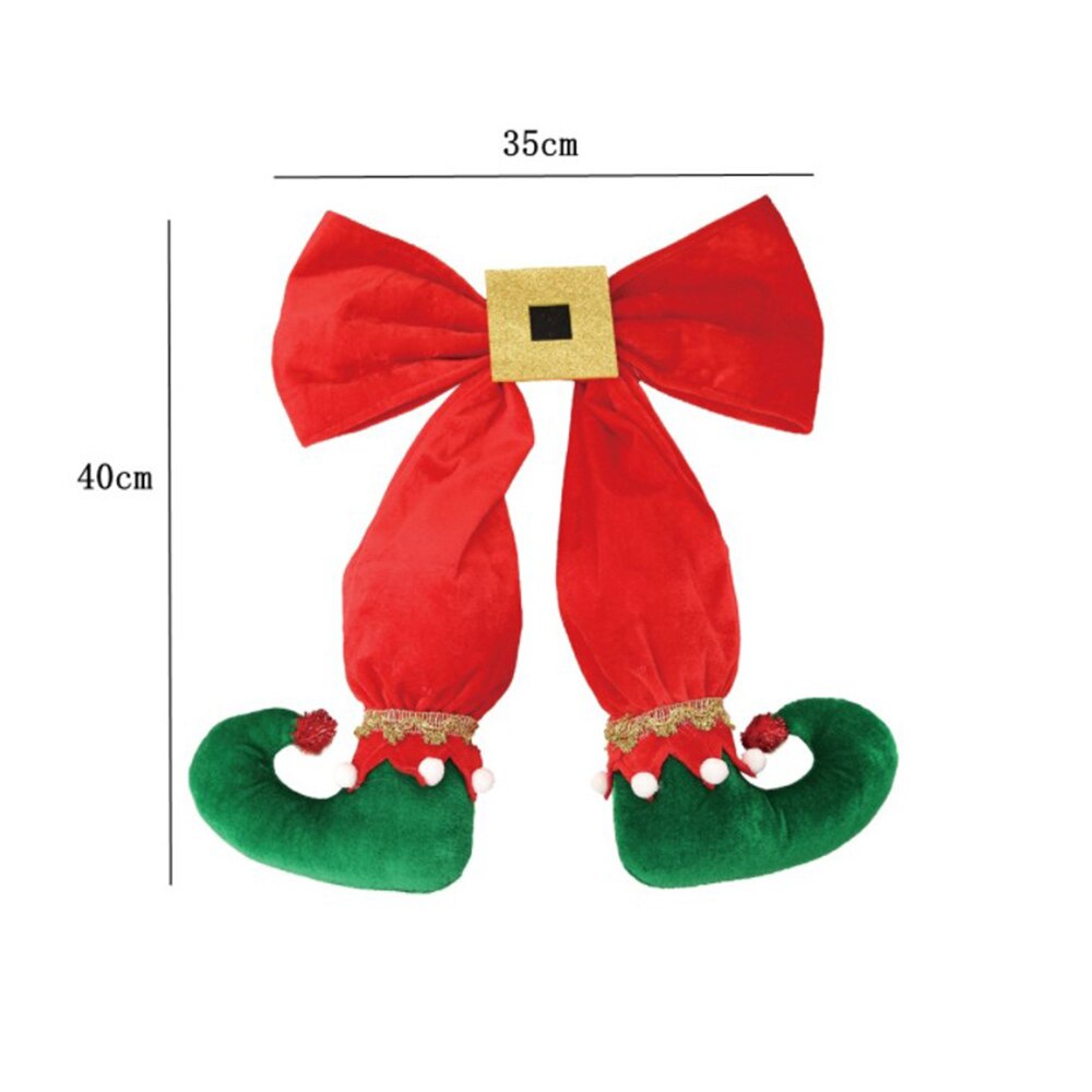 2PCS Elf Foot Christmas Tree Hanging Decor Bow Elf Boots Pendant Toy Atmosphere Layout For Year Party Xmas Ornament