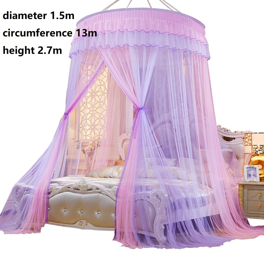 Baldachim robić łóżka zawieszony moskitiera netto okrągły wierzchołek łóżko księżniczki namiot kurtyna składany baldachim na łóżku wróżka koronki Dossels dziewczyna: A1 duży