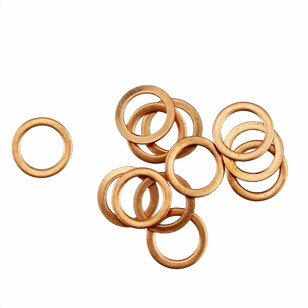 100 Stck 1mm Kupfer Dichtung metrisch Flache Abdichtung Scheiben M10 M12 M14 Auto Abdichtung Unterlegscheibe Verschiedene Spezifikationen