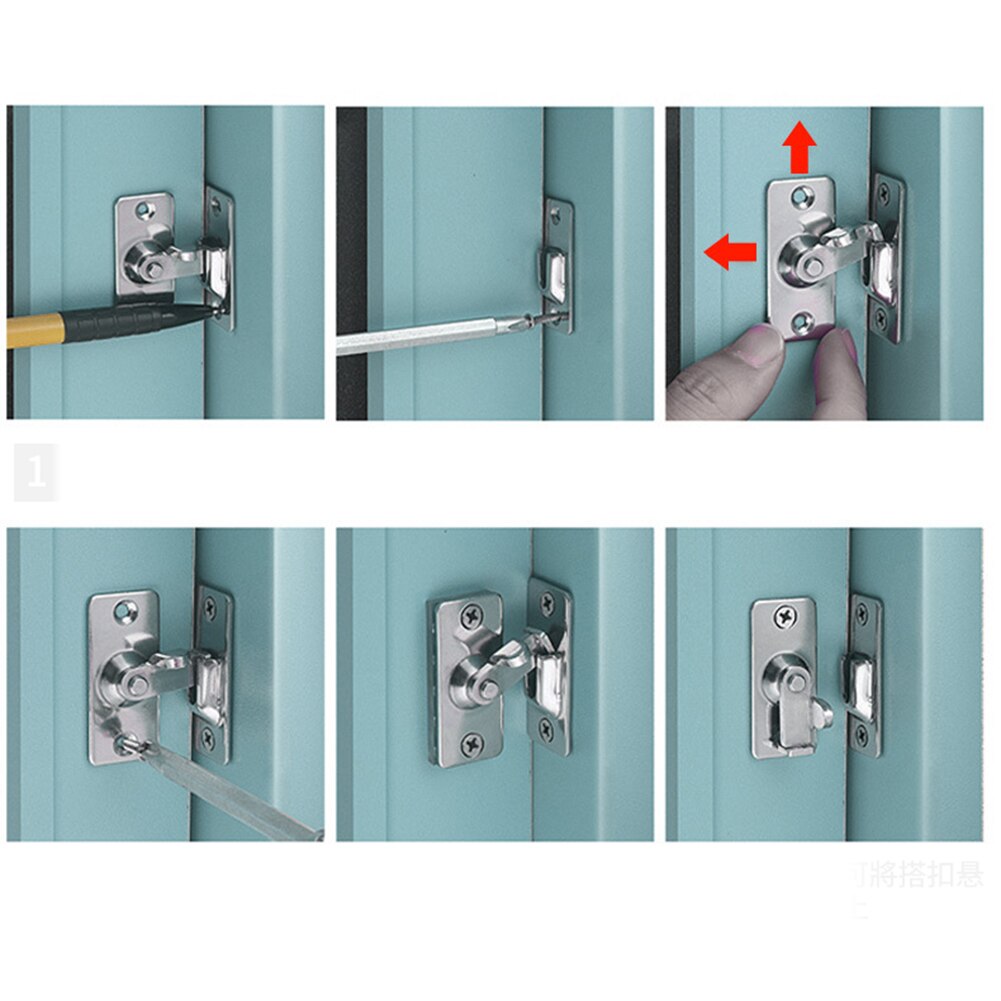 Verrou de porte coulissante en acier inoxydable, à Angle droit de 90 degrés, boucle à Angle droit, sécurité domestique, matériel de casier à vis