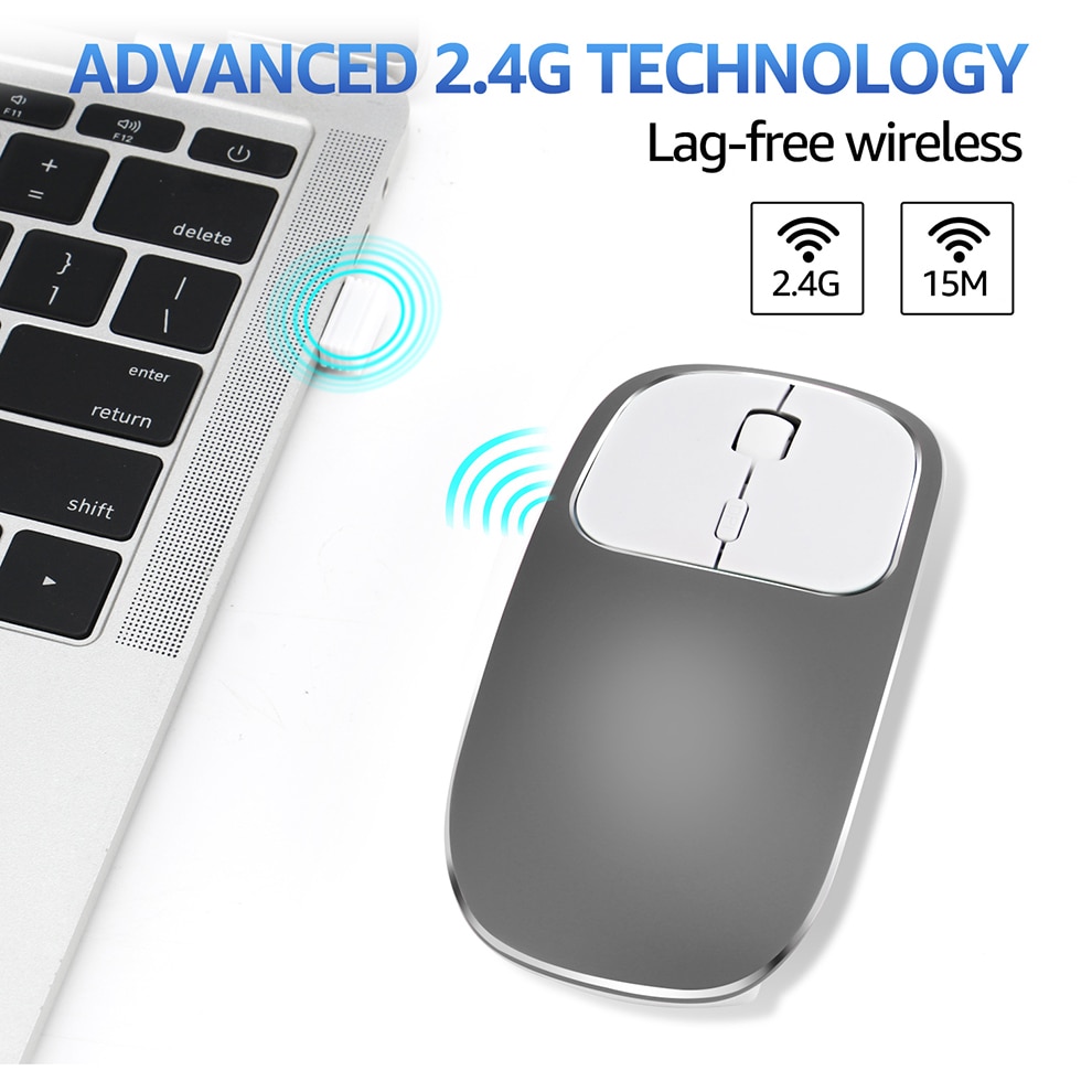 Jelly Kam Oplaadbare Type-C + Usb 2.4Gwireless Muis Dual Mode Metalen Geruisloze Stille Muizen Voor Macbook Notebook pc Laptop