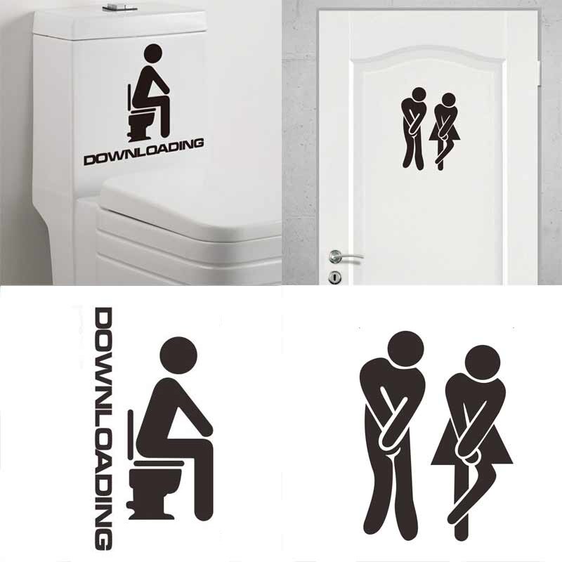 Autocollants muraux en vinyle, signe d'entrée des toilettes, décoration de la maison, motif , autocollant Mural amusant, Art Mural en vinyle: Style H