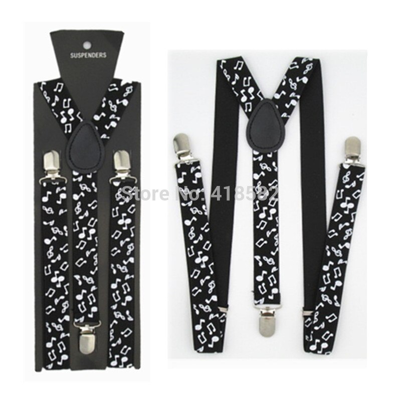 BD018-L Size Heren Modieuze 1 Inch Breed Zwart Wit Muzieknoot Jarretel Vrouwen Brace