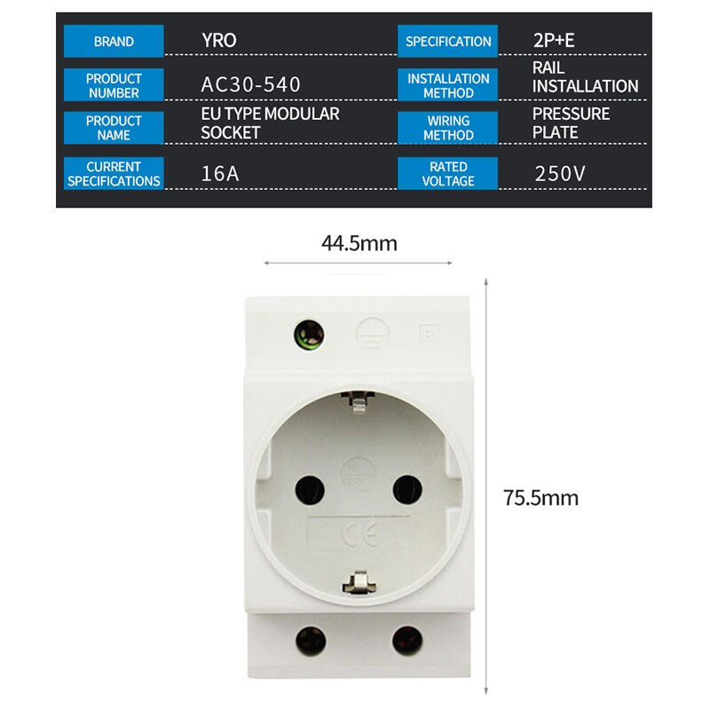 AC30 35mm montaje en carril DIN alimentación de CA 10A 16A 25A 250V 440V 2/3/4/5 Pin enchufe Modular tipo UE AU: Blanco