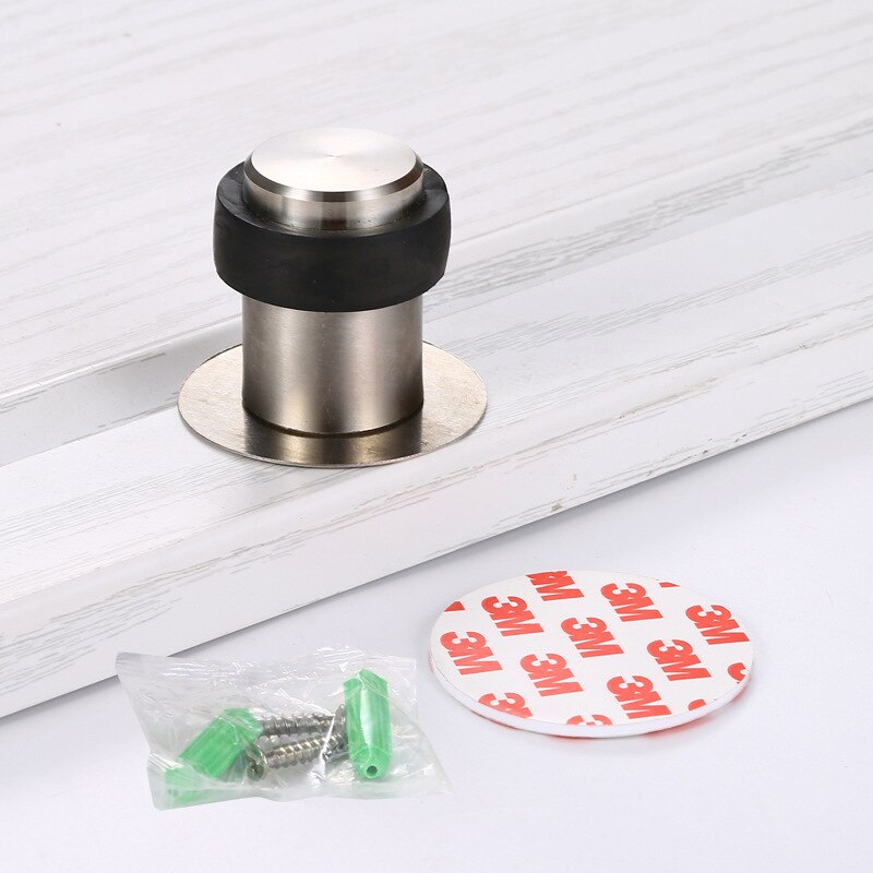 Anti-collision door stop No perforated stainless steel round door stop Safety household door stop mounted cylindrical door: No-punch 46mm
