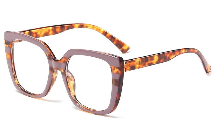 45759 Donker Groene Strepen Brilmonturen Mannen Vrouwen Big Frame Retro Leopard Optische Mode Computer Bril: C6 purple leopard