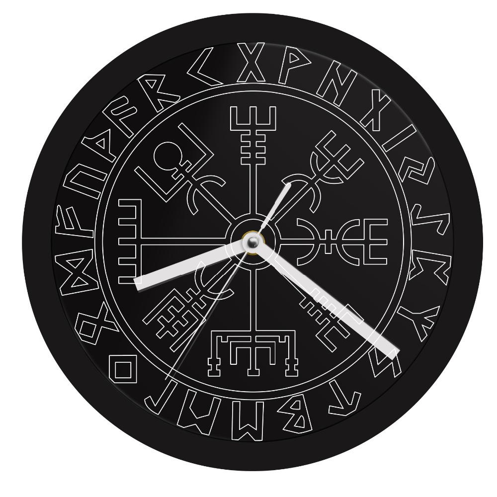 Wikinger Symbol Runen LED Wanduhr Jahrgang Neon- Uhren Farbwechsel Vegvisir Kompass Wikinger Skandinavischen glühen in dunkel