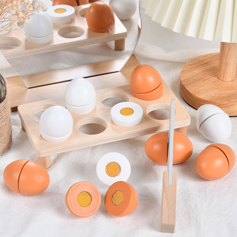 Late som kjøkken barn leker simulering mat tre egg sett magnetisk pasta egg late som å leke kutte mat jente matlaging spill