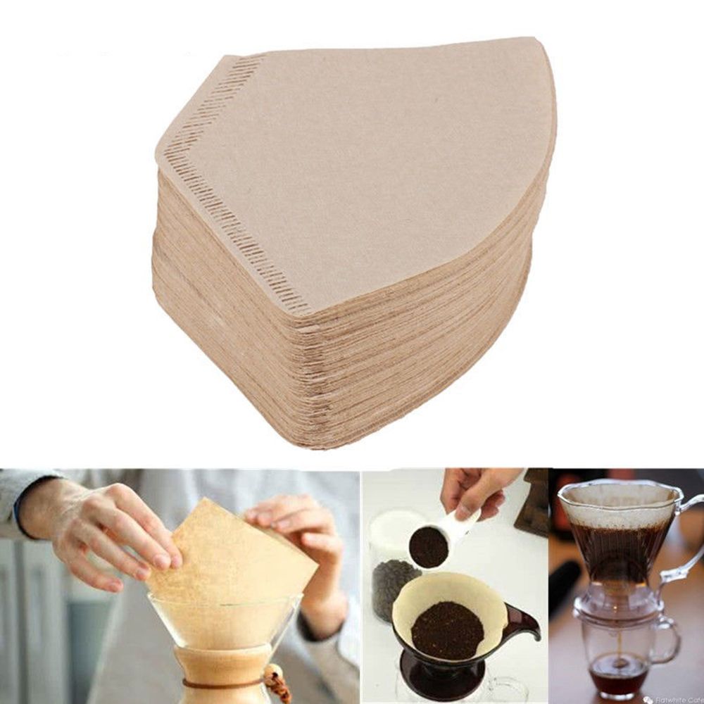 Filtro de papel de café en forma de "V" para café, , papel de goteo de madera, accesorios de cocina, 100 unids/bolsa