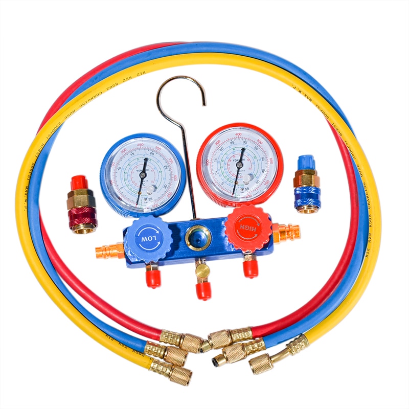 Bil auto manifold måler sæt a/c  r134a kølemiddel påfyldningsslange med 2 lynkoblinger til  r134a klimaanlæg køling