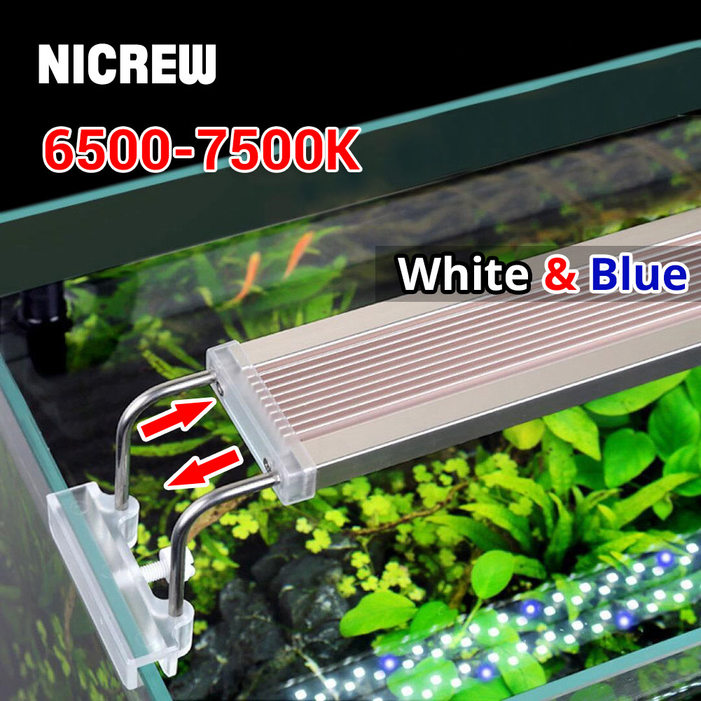 Nicrew Aquarium Led Verlichting Voor Aquarium Plant 12W-24W Ultradunne Aluminium Aquarium Verlichting plant Grow Verlichting Lamp