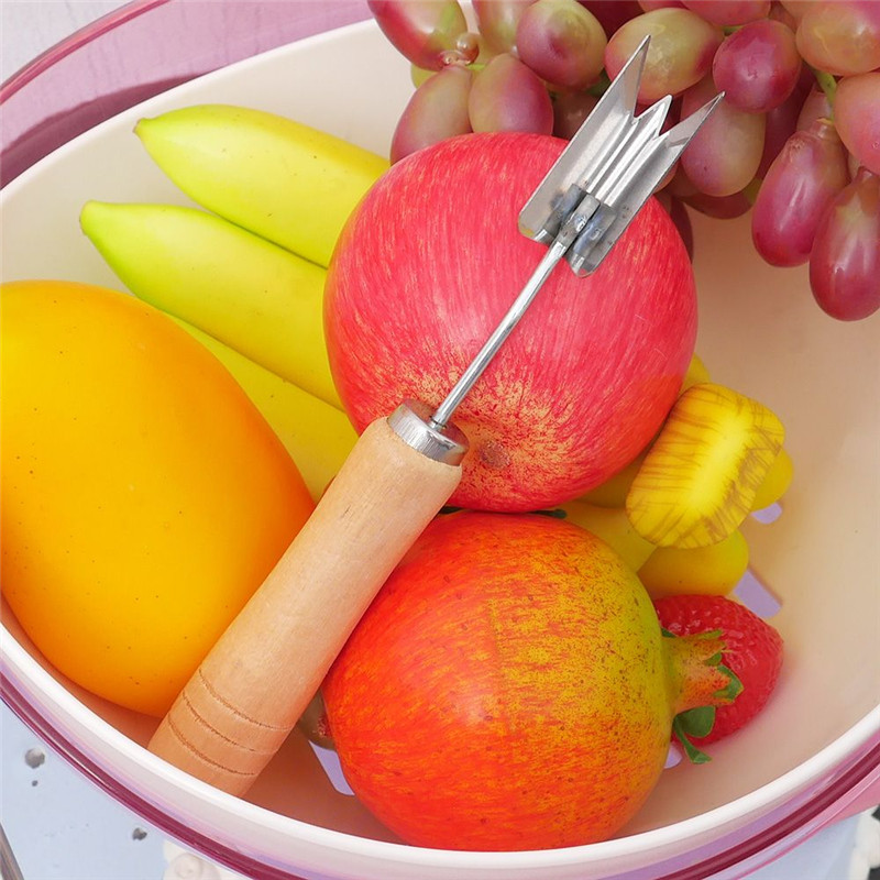 V-shaped Pineapple Seed Remover Vegetables Fruit Carrot Apple Cutter Slicers Peeler Wood Handle Practical Kitchen Tools