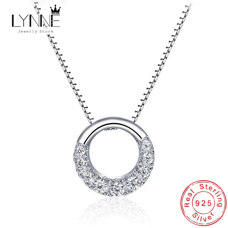 Heißer Feine Runde Strass CZ Anhänger Halsketten 925 Sterling Silber halb Kreis Zirkon Halsband Halskette Frauen Schmuck