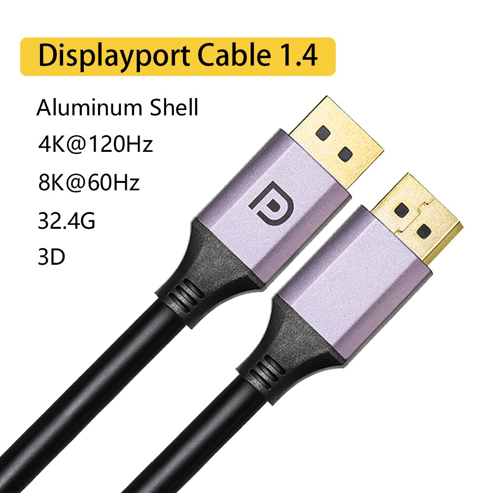 DisplayPort 1.4 kabel 8k 60Hz 4K HDR Port wyświetlacza szybki Adapter do komputera wideo Laptop TV DP 1.4 Port wyświetlacza 1.2 kabel: DP1.4Aluminum shell / 5 m