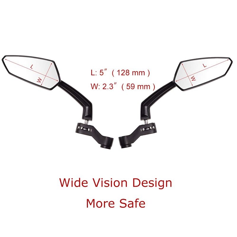 Universal Motorcycle Rearview Mirror with M8 M10 Clockwise and Counterclockwise Threaded Bolts ATV Moped Scooter Cruiser Roller