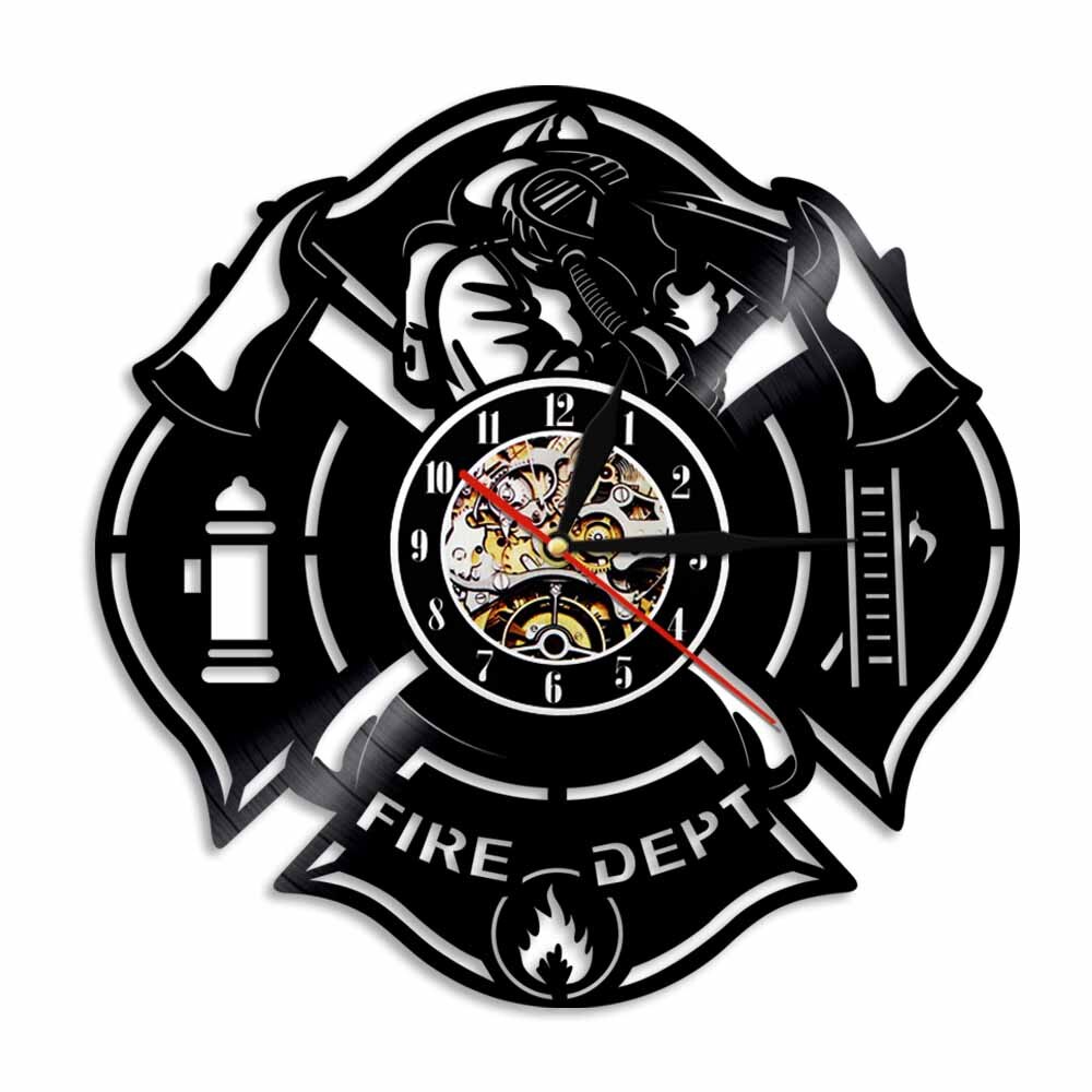 1Piece Super Cool Fire Dept Decorative Wall Art Wall clock large LED Light Unique Idea orologio da parete Wall Clock