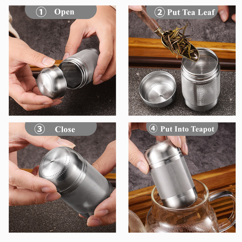 Infusor de té de acero inoxidable, difusor de hojas de té, colador de bola de condimentos de especias, tetera, filtro de café de malla fina, accesorios de cocina