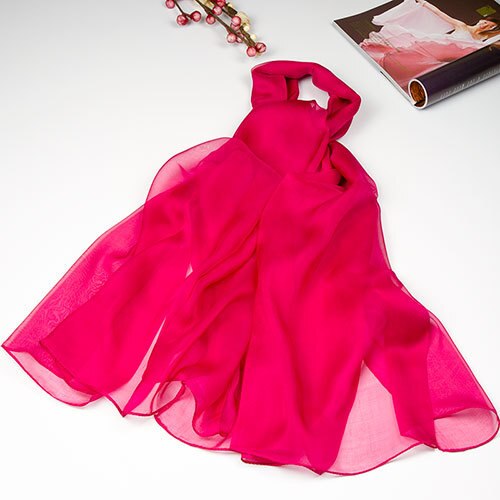 Ren silketørklæde kvinder tørklæde kvindelig silke sjal kvinders naturlig silke chiffon stor størrelse tørklæde ensfarvet lang wrap til kvinder: 8 lyserød
