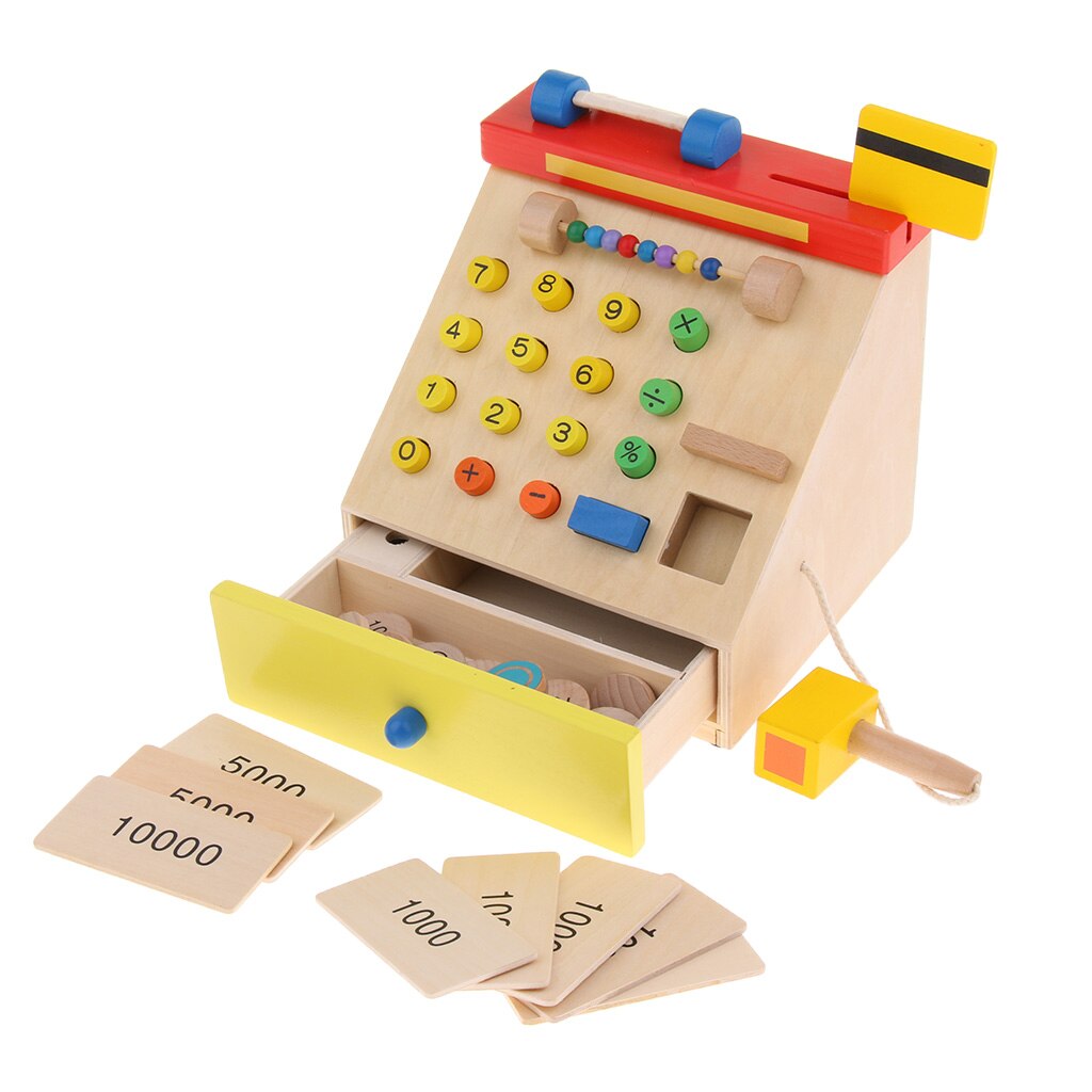 Houten Kassa Speelgoed Met Play Credit Card Pretend Set Boodschappen Pretend Play Developmental Games